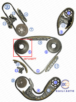 مونتاژ زنجیر تایم AUDI 2.7L CANA VW PHAETON TOUAREG 3.0T CATA CASA CEXA 059109229J 106L 057109218K