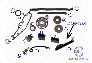 کیت زنجیر تایم GA14DE GA16DE برای NISSAN AD RESORT ALMERA PRIMERA SENTRA DOHC 16V 1.3L 13028-53Y00